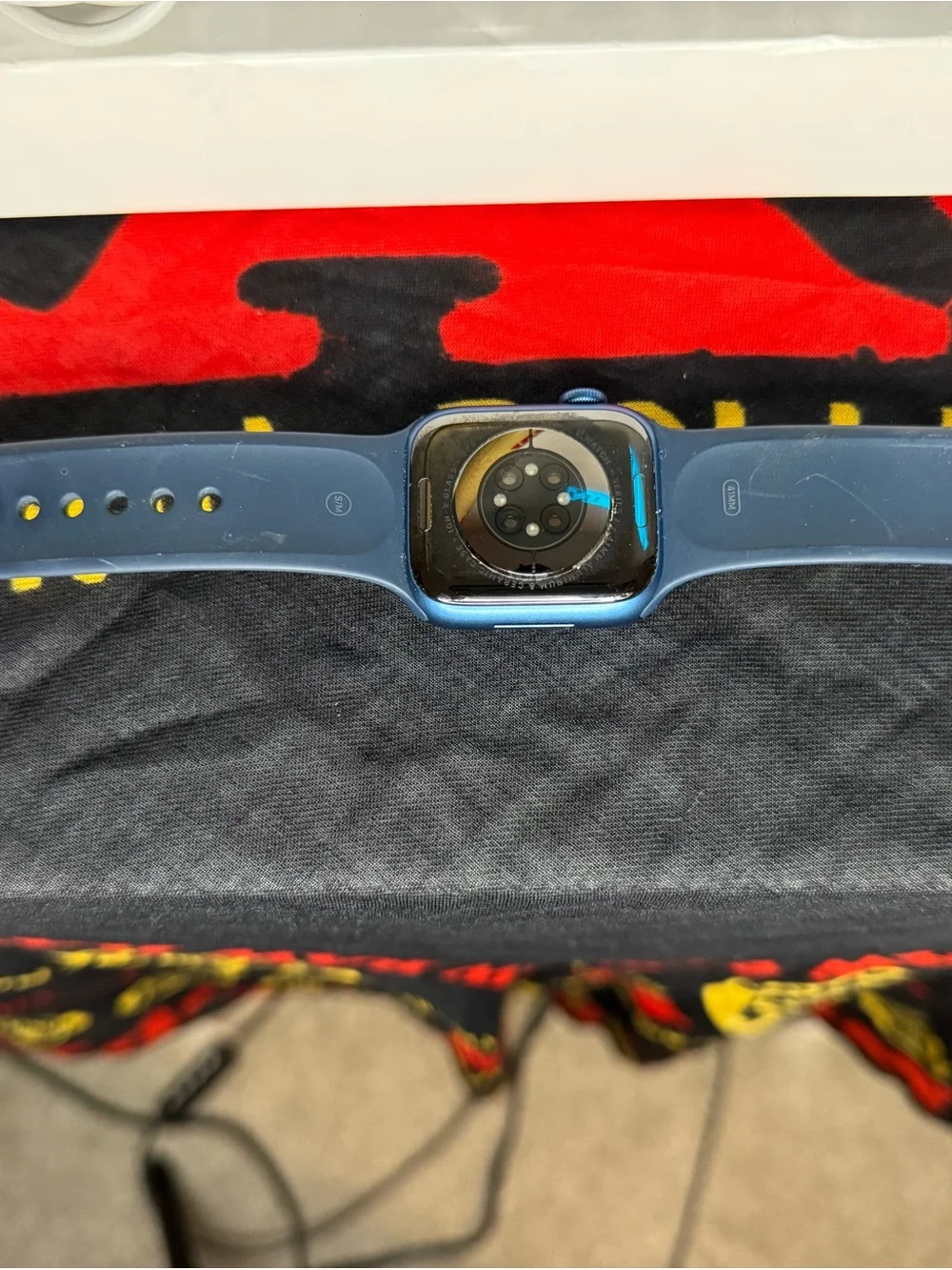 Apple Watch with Blue Aluminum Case and Navy Sport Band